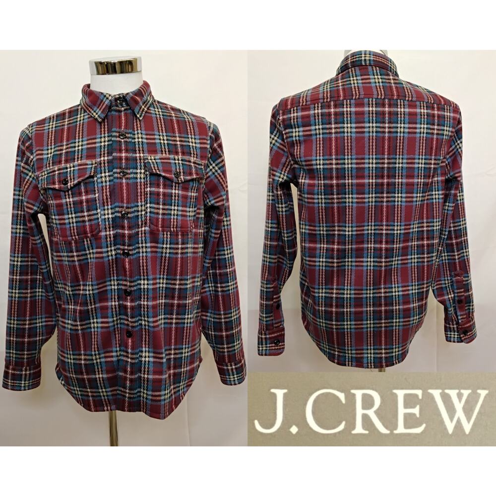 J. Crew Flannel Shirt Men's S Red/Blue Plaid Recycled Polyester NWT #Z5350